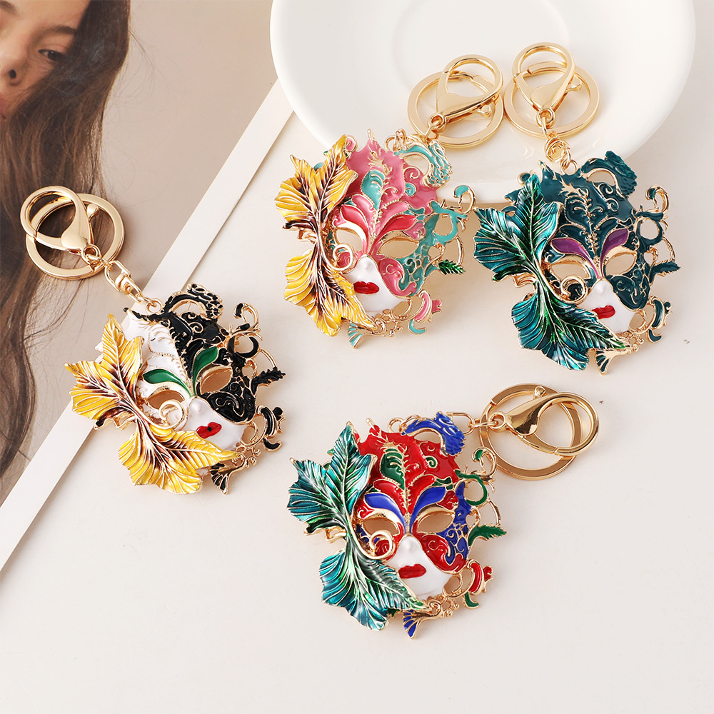 Vintage Collectible Accessories - 베네치아 카니발 골드 마스크 키체인 빈티지