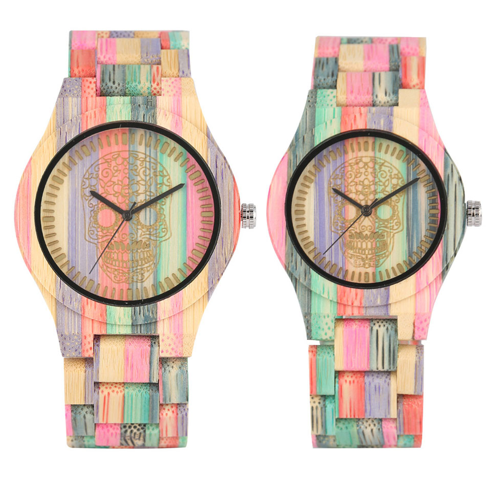 Vintage Collectible Watches - 빈티지 스타일리시 다채로운 대나무 나무 쿼츠