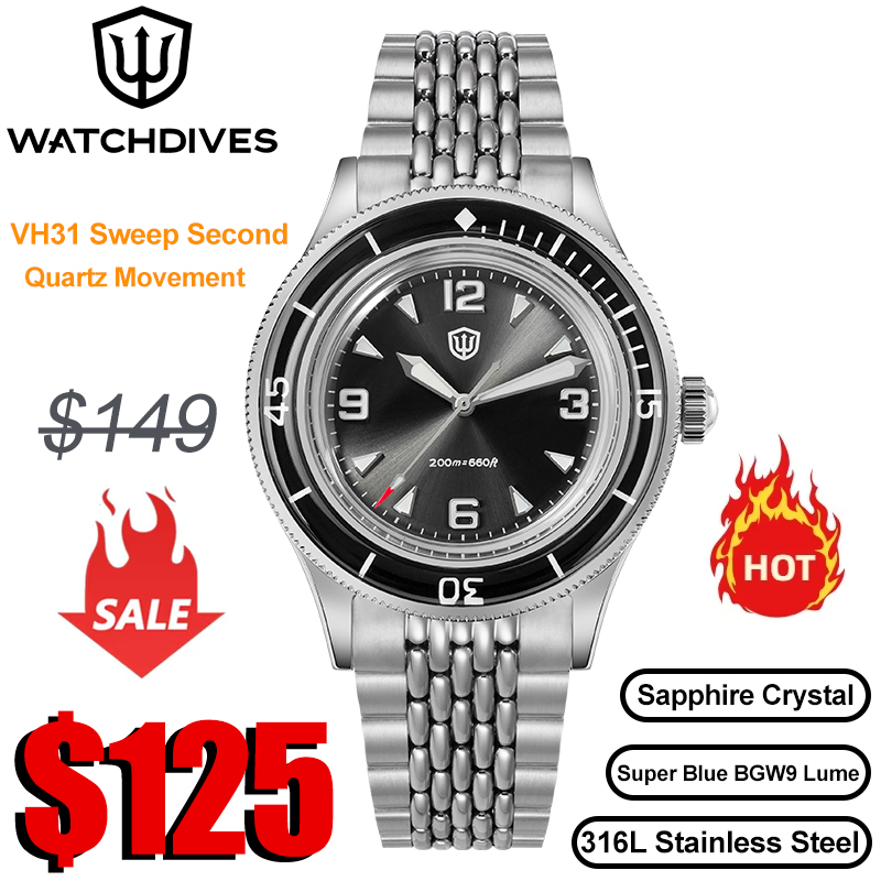 Vintage Collectible Watches - Watchdives WD50Q 시계 VH31 쿼츠 무브먼트