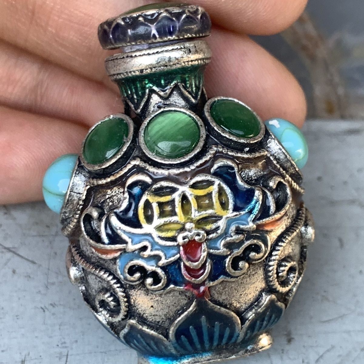 빈티지 카이로존느 청동 스너프 병, 미니 휴대용 스너프 - Vintage Collectible Bottles 리뷰 및 가격