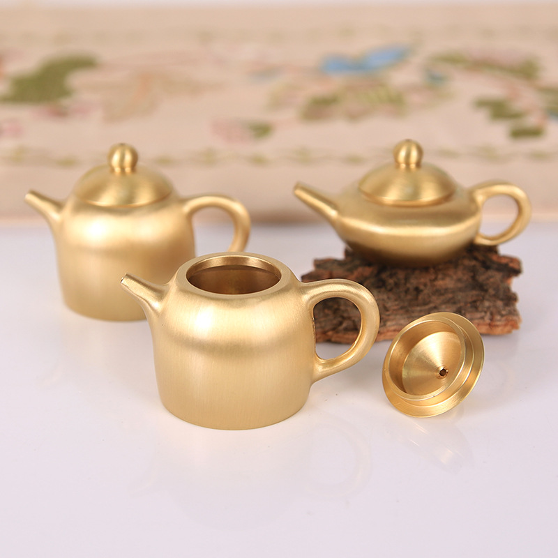 황동 미니 찻주전자, 중국 스타일 데스크탑 장식, 공부 - Vintage Collectible Furniture 리뷰 및 가격