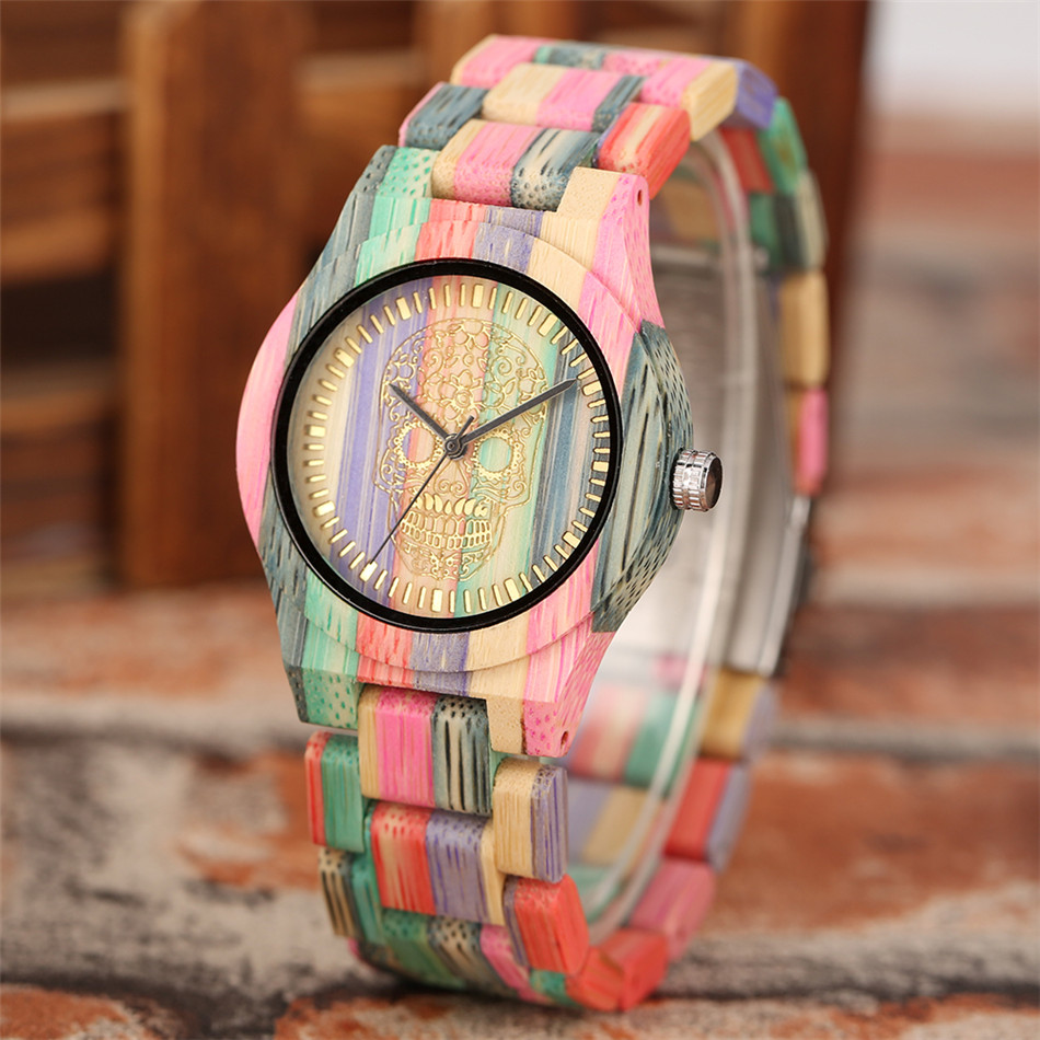 빈티지 스타일리시 다채로운 대나무 나무 쿼츠 손목시계, - Vintage Collectible Watches 리뷰 및 가격
