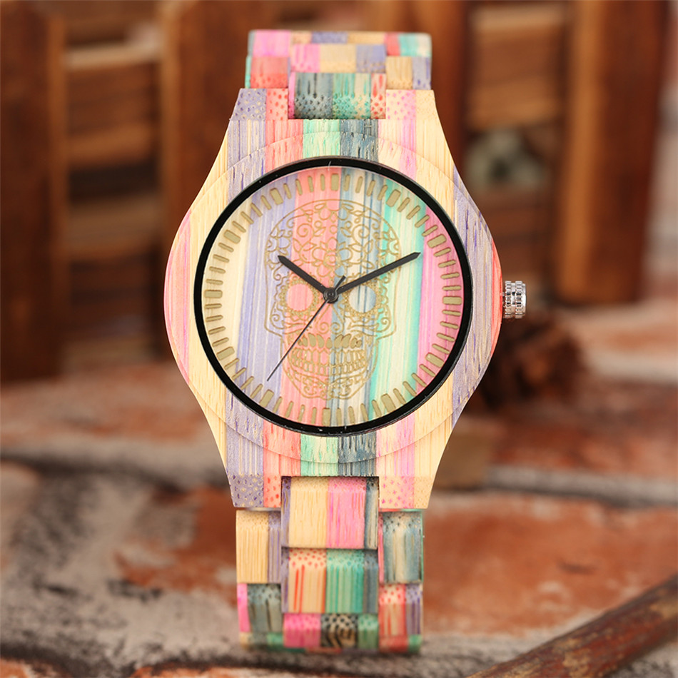 빈티지 스타일리시 다채로운 대나무 나무 쿼츠 손목시계, - Vintage Collectible Watches 리뷰 및 가격