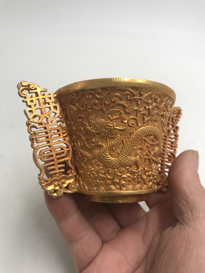 빈티지 컬렉션 금도금 청동 이중 용 와인잔 첸롱 스타일 - Collectible Vintage Wine 리뷰 및 가격