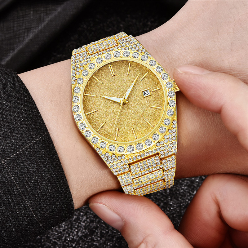 남성 명품 시계 힙합 다이아몬드 패션 합금 밴드 날짜  - Vintage Collectible Watches 리뷰 및 가격