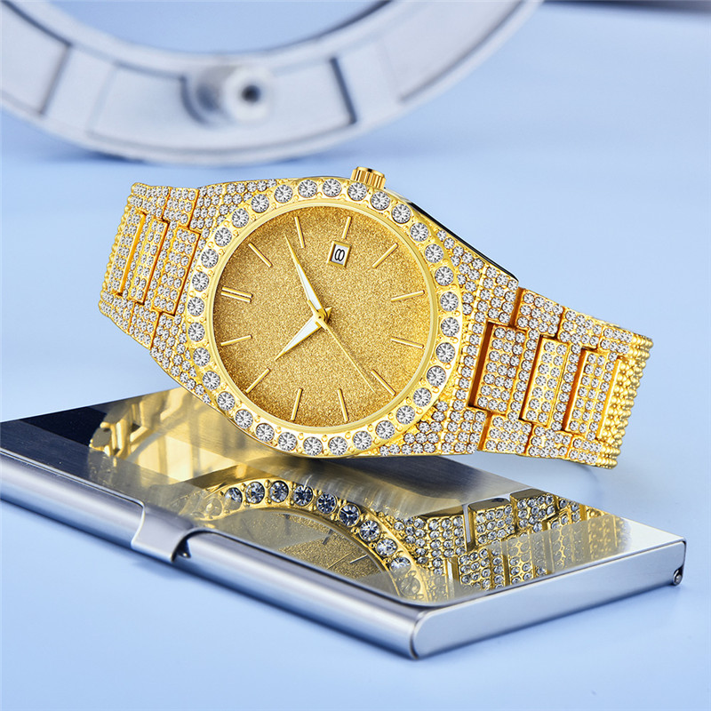 남성 명품 시계 힙합 다이아몬드 패션 합금 밴드 날짜  - Vintage Collectible Watches 리뷰 및 가격