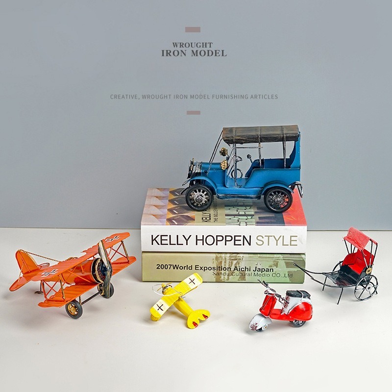 빈티지 레트로 금속 비행기 오토바이 모형 미니어처 틴  - Vintage Collectible Furniture 리뷰 및 가격