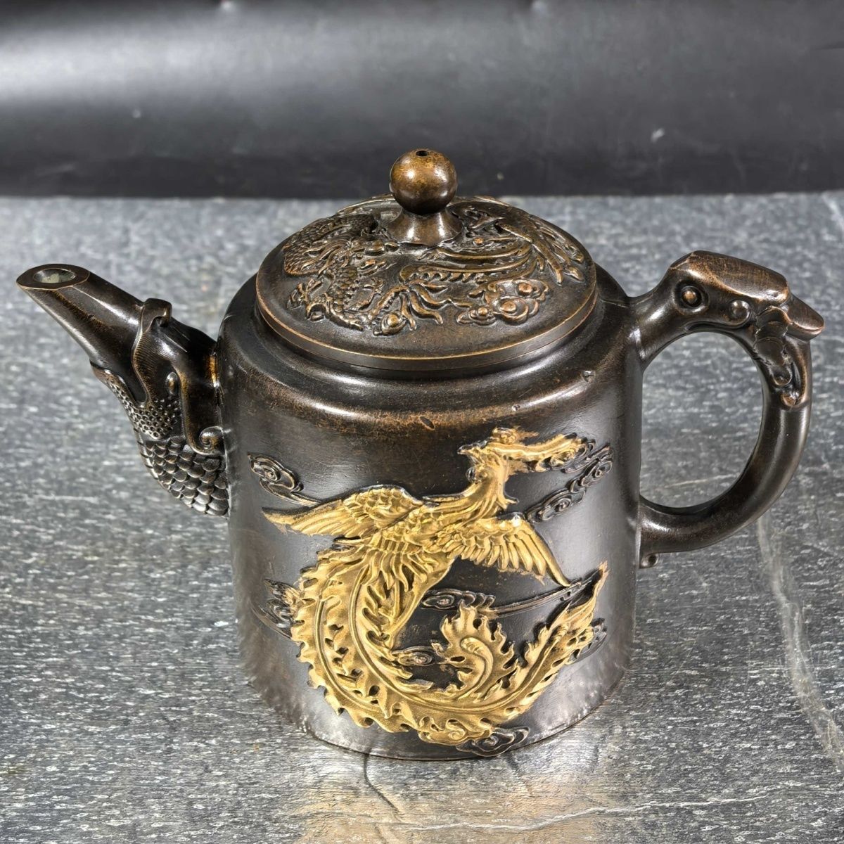 빈티지 금도금 황동 용과 봉황 무늬 와인 포트/찻주전자 - Collectible Vintage Wine 리뷰 및 가격