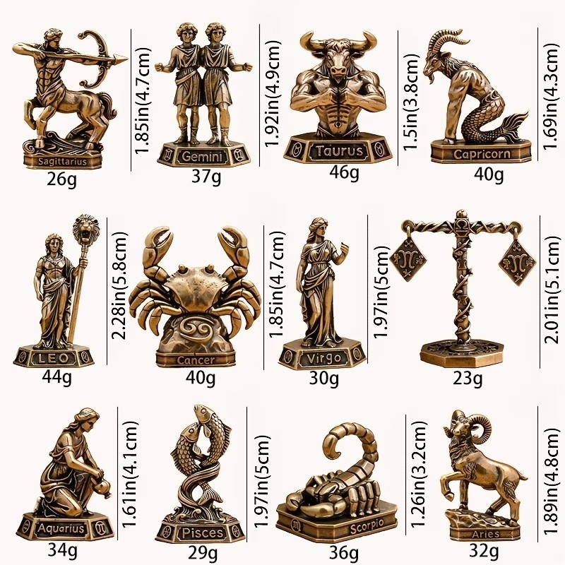 수제 황동 12궁도 장식품 - 빈티지 12궁도 조각상, - Vintage Collectible Furniture 리뷰 및 가격